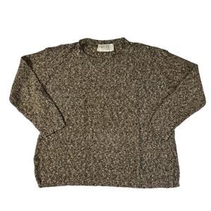 Vintage Knit Street Mottled Brown Cream Sweater Loose Fit Large Cloud Soft Blend